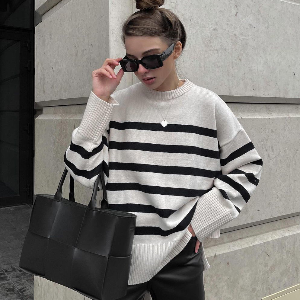 Feel Good White Stripe Tricot Blouse