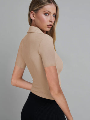 Bodysuit V Neckline Shirt Collar