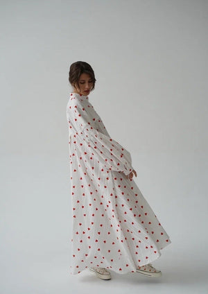 Ophelia Maxi Dress Hearts Pattern