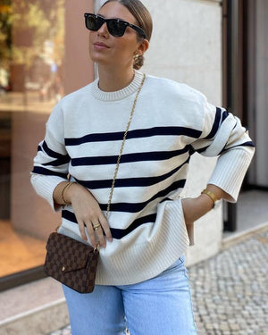 Feel Good White Stripe Tricot Blouse