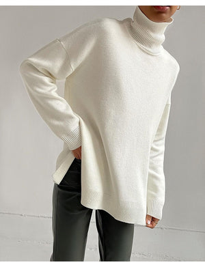 Oversize High Collar Tricot Blouse