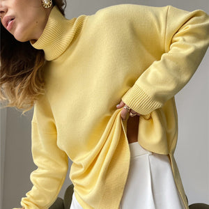 Oversize High Collar Tricot Blouse