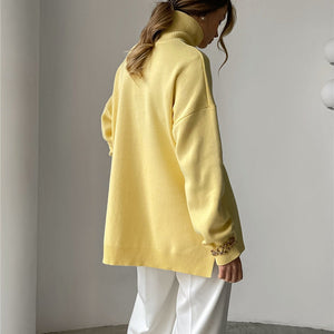 Oversize High Collar Tricot Blouse