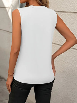 Sleeveless Top with Asymmetrical Design in White