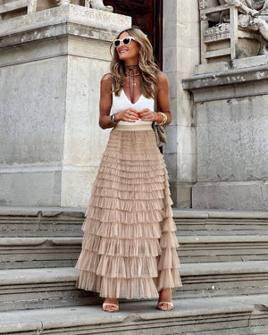 Maxi Skirt with Layers of Ruffles